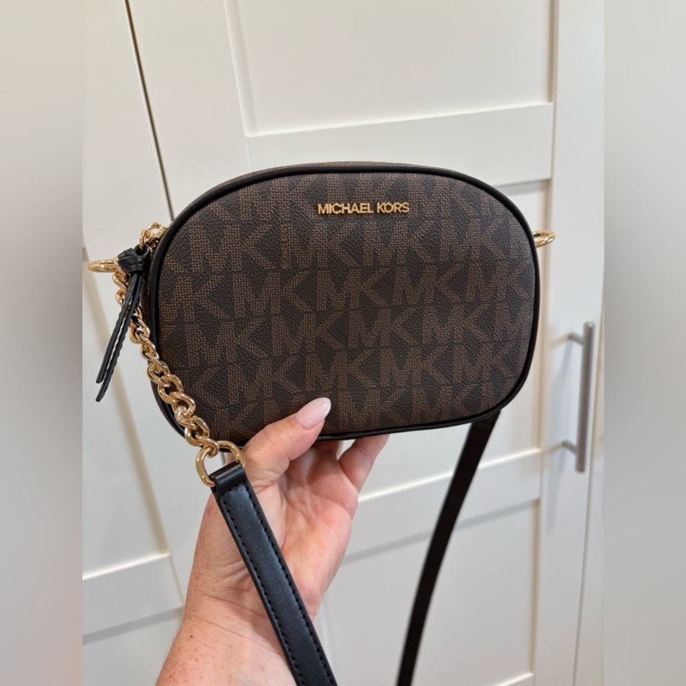 Michael Kors Crossbody purse black and brown monogram NWOT